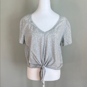 Lululemon Knot Gonna Fly Ultra Light Cropped Tie Front Tee , Light Grey
